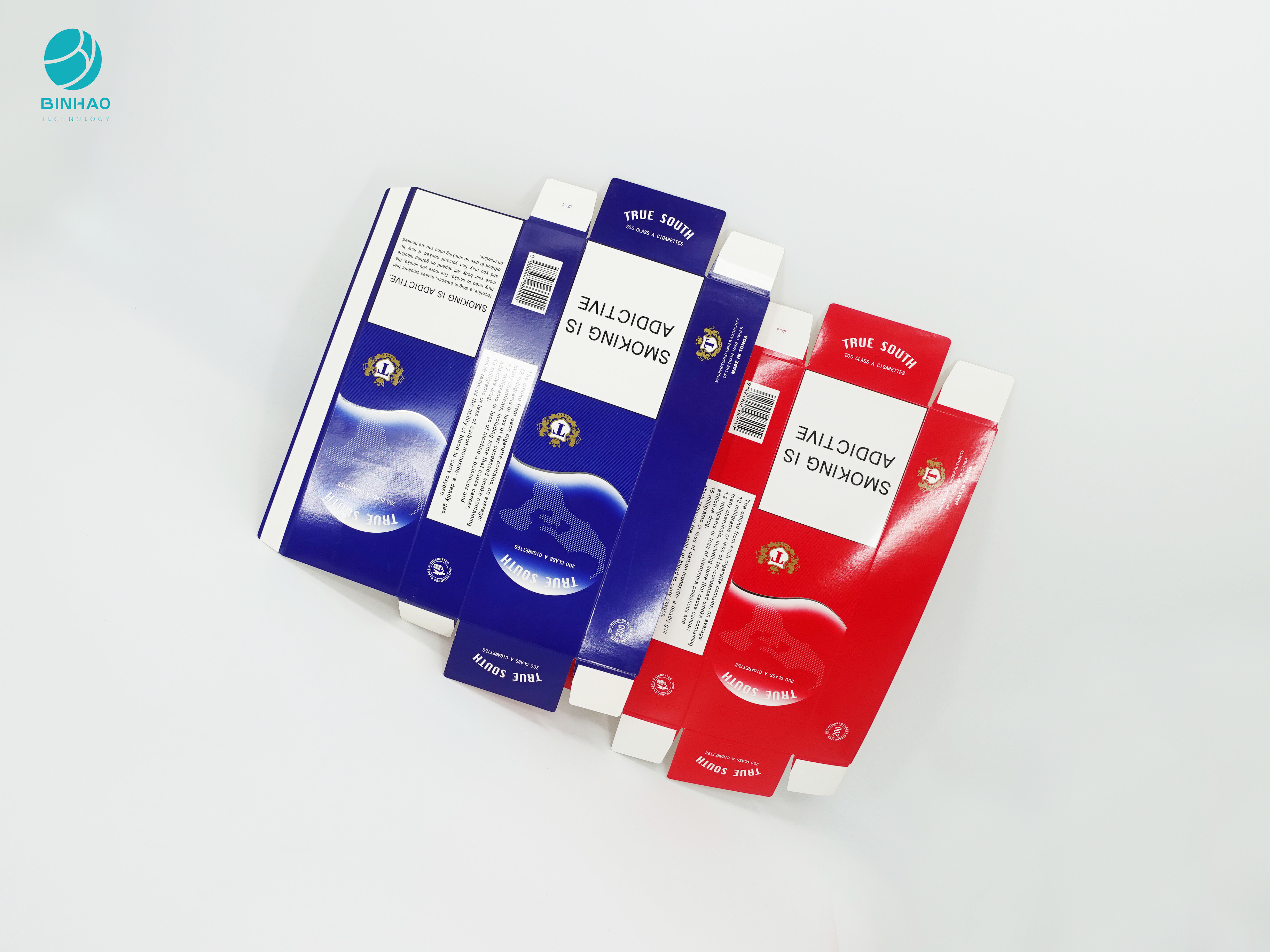 सिगरेट पैकेज के लिए ब्लू रेड सीरीज डिज़ाइन डिस्पोजेबल टिकाऊ कार्डबोर्ड केस
